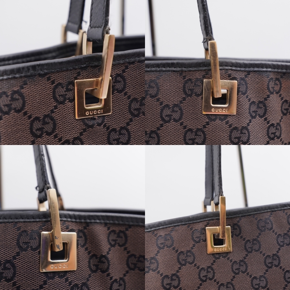 Gucci Brown GG Monogram Tote with Black Handles and Gold Hardware - Picture 10 of 13